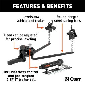 CURT - CURT 17022 Weight Distributing Hitch Round Bar - Image 3