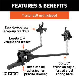 CURT - CURT 17301 Weight Distributing Hitch Trunion Bar - Image 3