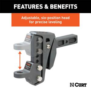 CURT - CURT 45949 Rebellion XD Adjustable Cushion Hitch Ball Mount - Image 7