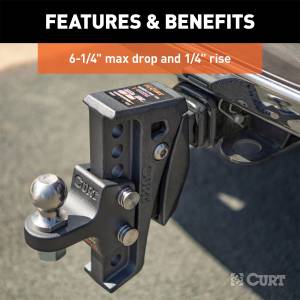 CURT - CURT 45949 Rebellion XD Adjustable Cushion Hitch Ball Mount - Image 8